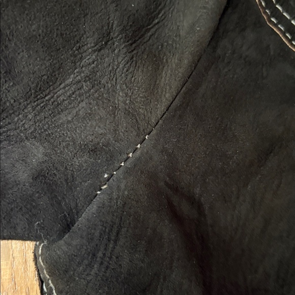 Vintage Chocolate Brown Fitted Suede Jacket w/Orange Suede Accents Size XS/S - Picture 9 of 14